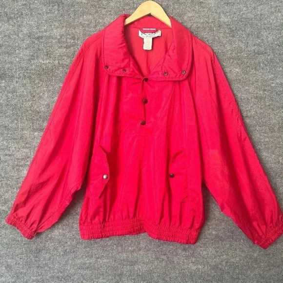 Vintage 80s Kaelin Ski Wear Windbreaker Mens Large Red Pullover Casual Jacket - Picture 1 of 15